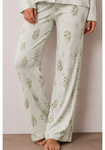Kadın Düğmeli Kışlık Ev Çağla Yeşili Pijama Takımı