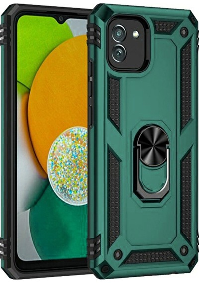 Newface Samsung Uyumlu Galaxy A03 Kılıf Sofya Yüzüklü Silikon Kapak - Yeşil Yeşil