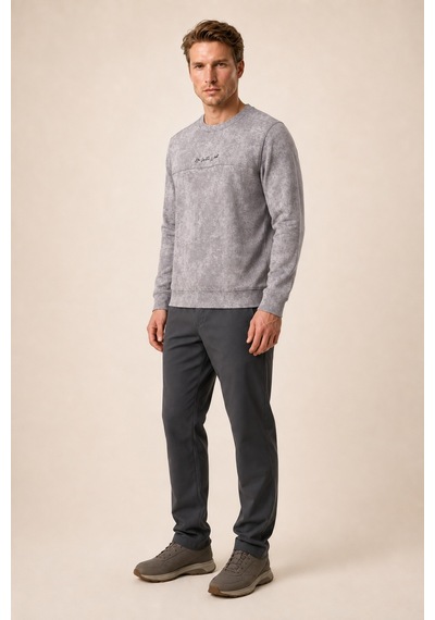 Redline Continu Erkek Kışlık Regular Fit Kışlık Bisiklet Yaka Sweatshirt Gri