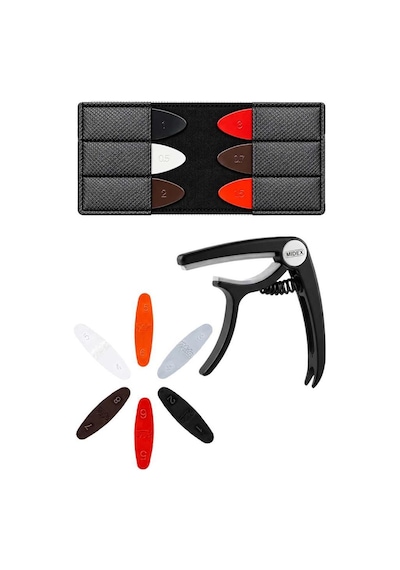 Lct-90bk-m Kaliteli Gitar Capo 6 Renk Mızrap + Deri Mızrap Cüzdanı Seti