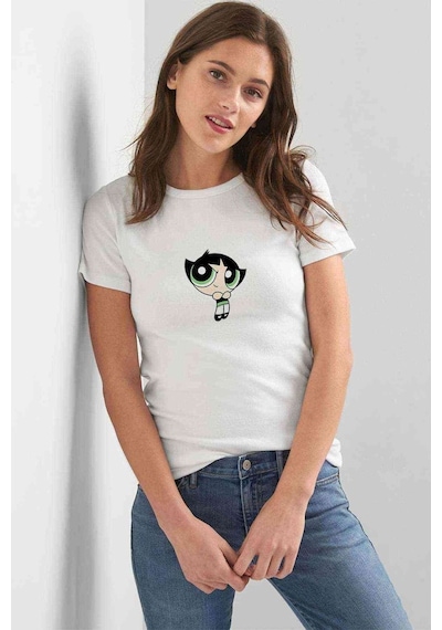 Powerpuff Girls Buttercup Kadın Beyaz Tshirt