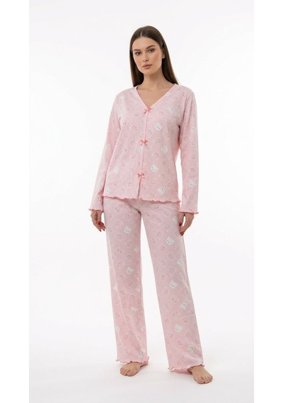 Divinus Panda Desenli Bayan Pijama Takımı Pembe