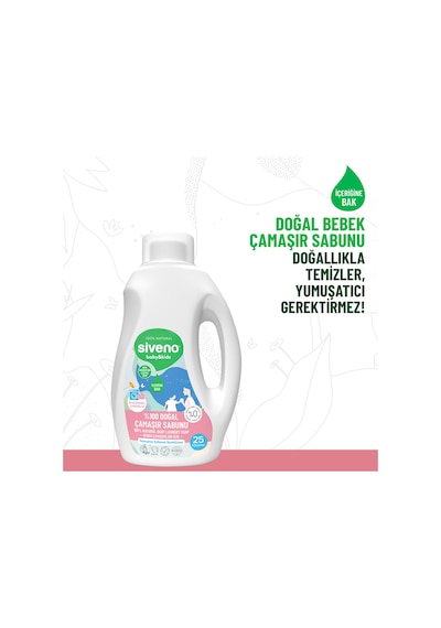Siveno %100 Doğal Bebek Çamaşır Sabunu Kendinden Yumuşatıcılı Bitkisel Deterjan Konsantre Vegan 750 ml