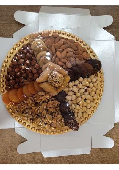 Talas Kuruyemiş No: 2 Karışık Kuru Meyve ve Kuruyemiş Tabağı Yuvarlak 1 KG