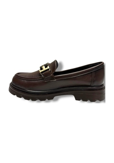 Fancy 801-26 Deri Loafer Tokalı Anatomik Kadın Ayakkabı Kahverengi