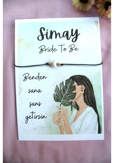 40 Adet Kişiye Özel Kartlı Şans Bilekliği - Kına Hediyesi - Kına
