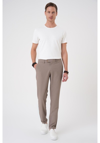 Efor Comfort Fit Gofre Dokulu Beli Lastikli Vizon Jogger Pantolon P 1177 Vizon