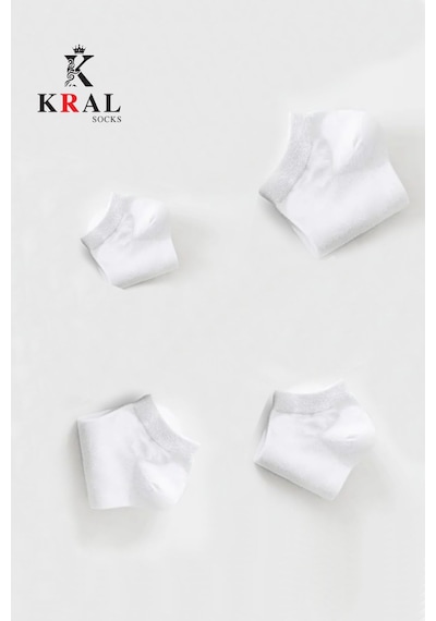 Kral Socks Kadın - Erkek 10 Çift Düz Desen Ekonomik Bilek Boy Patik Çorap Beyaz