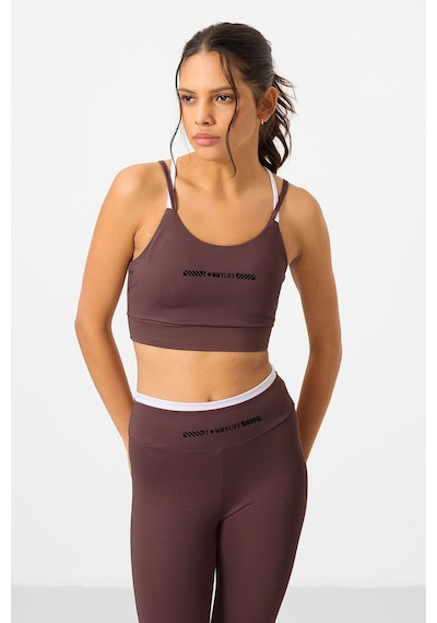 TOMMYLIFE Kahverengi Esnek Standart Fit Performans Kadın Tayt Takım - 95333