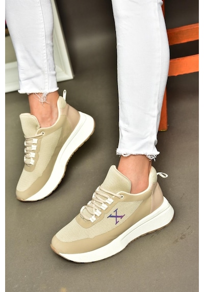 Fox Shoes P848531504 Bej Kumaş Kadın Spor Ayakkabı Bej