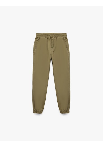 Koton Pamuklu Beli Bağcıklı Cepli Jogger Gabardin Pantolon Yeşil 6skb40018tw Yeşil