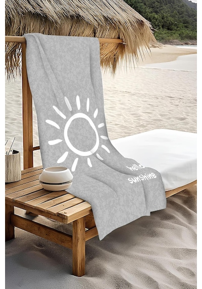 Dijital Baskı Plaj Deniz Havlusu Hello Sunshine Desenli Peştamal Hvl0002 Renkli