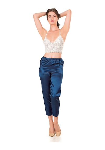 Hepsine Rakip Kadın İp Askılı Bralet Saten Pantolon Pijama Takımı Altüst Gecelik 001