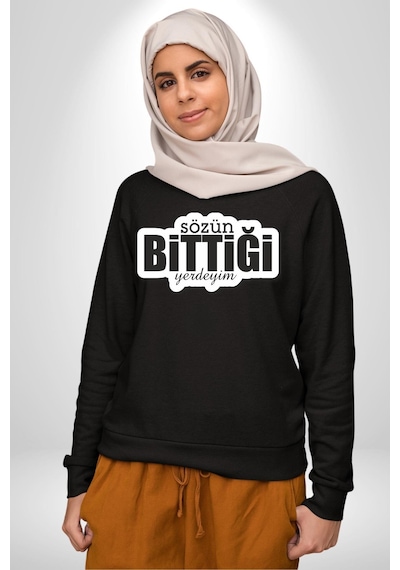 Sözün Bittiği Yerdeyim Unisex Siyah Sweatshirt Siyah