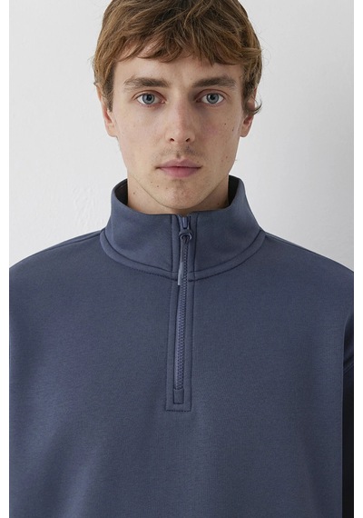 Mavi Erkek Yarı Fermuarlı Basic Sweatshirt M0s10278 Ombre Mavi