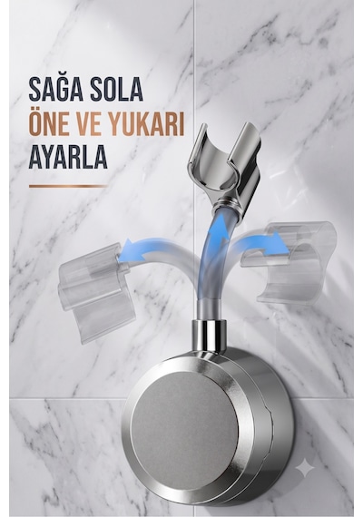 Yeni Model Yapışkanlı Vantuzlu Duş Askısı Ayarlanabilir Duş Başlığı Tutucu Mafsal Çok renkli