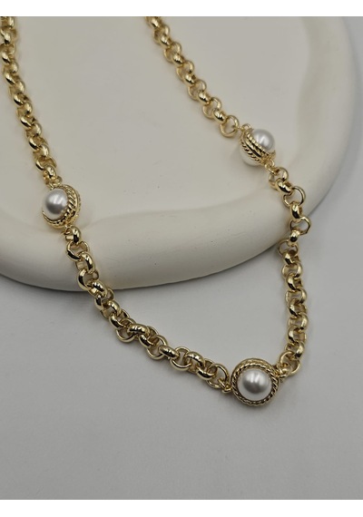14k Mikron İncili Vintage Kolye Altın