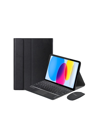 Apple Uyumlu iPad 10.9 2022 10.Gen Bluetooth Touchpad Klavye+Mouse+Kılıf BKK7