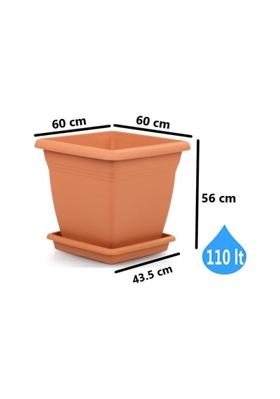 Omnipazar So-vk06 Villa Kare Tabaklı Saksı Takımı 110 Lt Kiremit 3 Adet