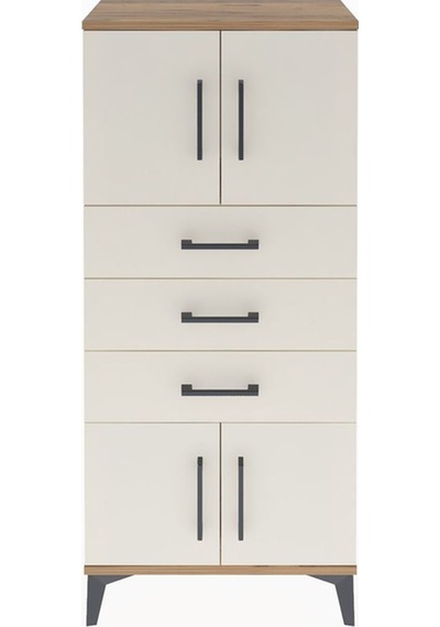 Arges Dolap Tek Raflı 3 Çekmeceli 4 Kapaklı 60x30x134 Çam-aytaşı Çam