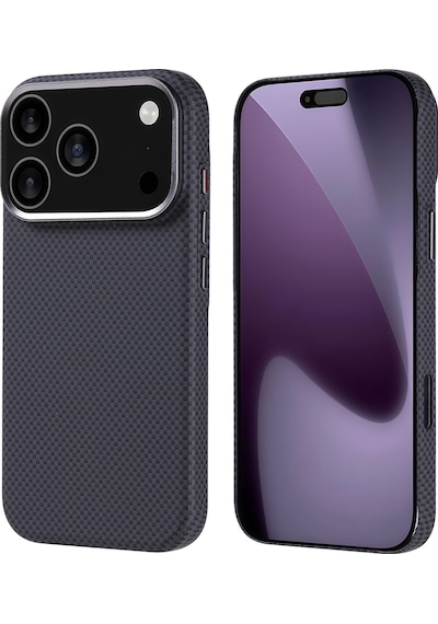 Apple Uyumlu iPhone 17 Pro Kılıf M-safe Şarj Özellikli Karbon Fiber Görünümlü Mkst Nekst Kapak - Siyah Siyah