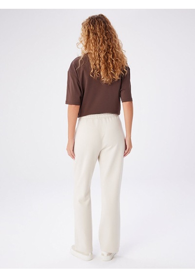 Faik Sönmez Relax Önü Dikiş Detaylı Wide Leg Fit Örme Pantolon W27pnt034 Uw27pnt03472 Taş