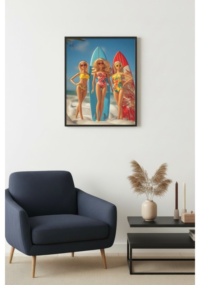 Doğal Ahşap Çerçeveli Retro Tablo - Vintage Dekor Huhu2580