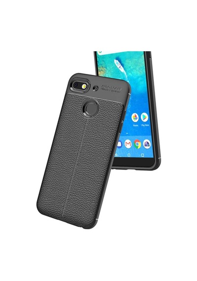 General Mobile 8 Go Kılıf Niss Deri Desenli Silikon Kılıf Siyah