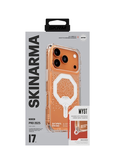Apple Uyumlu iPhone 17 Pro Max Kılıf Skinarma M-safe Özellikli Iml Baskılı Holografik Myst Kapak Şeffaf Şeffaf
