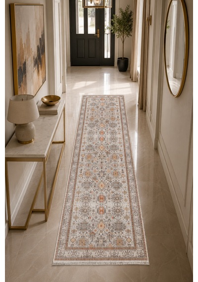 Dekoratif Halı Kaymaz Taban Leke Tutmaz Yıkanabilir Kilim Özel Ölçü Salon Halısı 3008 Çok Renkli