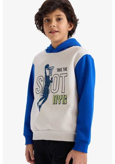 Defacto Erkek Çocuk Kapüşonlu Baskılı İçi Yumuşak Tüylü Sweatshirt G5651a825cwgr492 Gri-gr492
