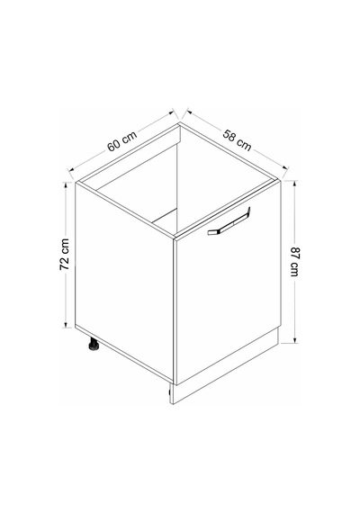 Minar Mutfak Alt Modül 1k 60cm Evye Dolap Beyaz/antrasit - A1