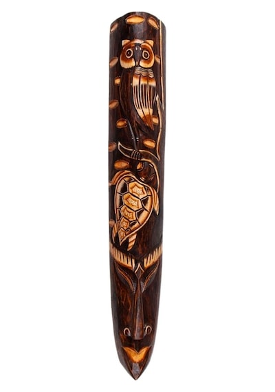 Dekoratif Ahşap Totem Aborjin Tiki Mask 100cm El Yapımı