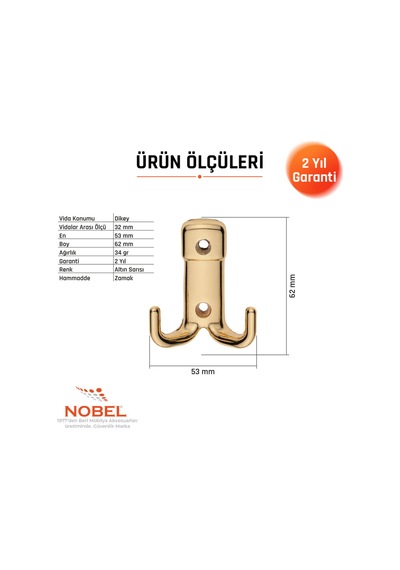 Kare Askı, Metal Vestiyer Askısı, Altin, Duvar Ve Dolap Askılığı 5'li Set Vidalı Altın