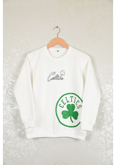 Wolters Outdoors Çocuk Boston Celtic Oversize Baskılı Pamuklu Uzun Kollu Bisiklet