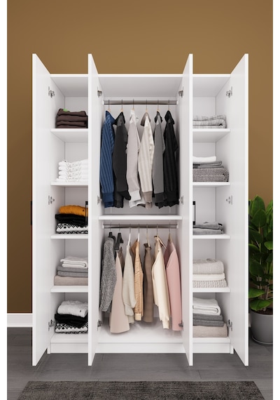Lüks 4 Kapaklı Gardırop %100 MDF Askılı Çok Amaçlı Düzenleyici  Elbise Dolabı G08