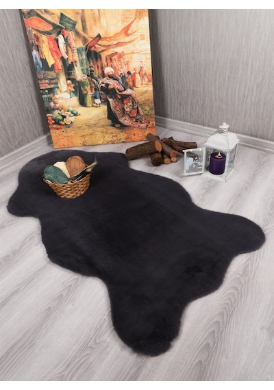Tavşan Tüyü Dekoratif Ultra Yumuşak Post Peluş Kaymaz Halı 001