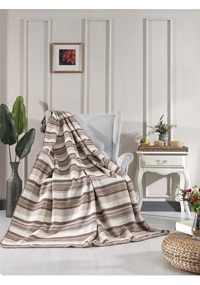 Aksu Waffle Çift Kişilik Pamuklu Battaniye 180x220 Bej Bej