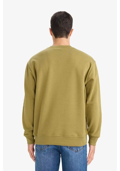 Defacto Relax Fit Bisiklet Yaka Kalın İçi Yumuşak Tüylü Basic Düz Sweatshirt T5139az25aukh256 Haki-kh256