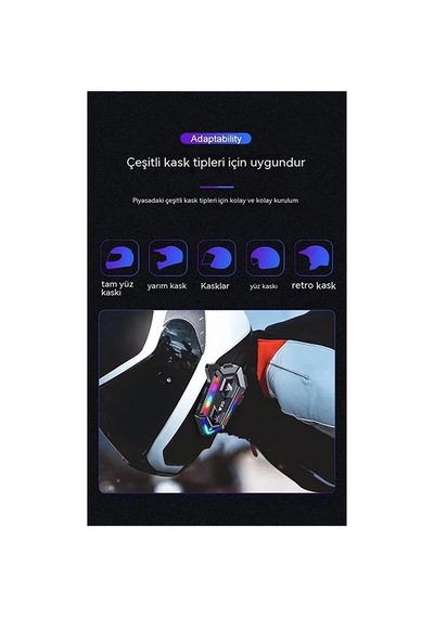 Hubrendy Kargo Vothoon Y20 Motor Kurye Kask Kulaklık Rgb Modlu Bluetooth Motosiklet Kulaklık 5.3 Blu
