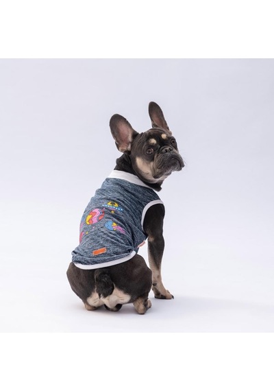 Lacivert Space Time Kedi Köpek Tişörtü - Kedi Köpek Kıyafeti