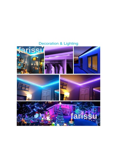 5 Metre 12 Renkli Led Şerit Işık Esnek Dekoratif Aydınlatma Uzaktan Kumandalı Enerji Tasarruflu Çok Renkli