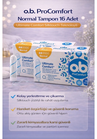 O.b. Procomfort Normal Tampon 16lı 2 Paket Ultimate Comfort Silktouch Teknolojili