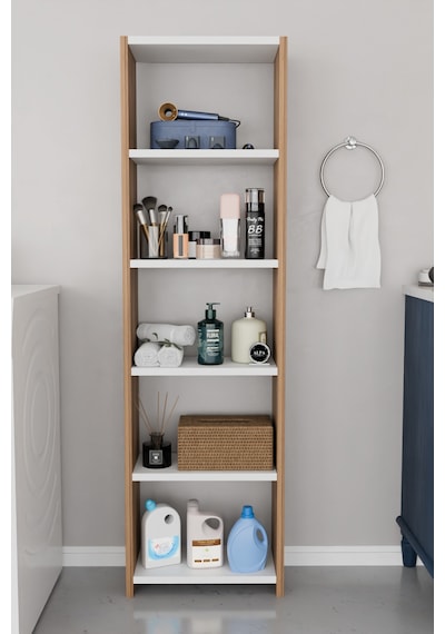 Alpaevmobilya Ahşap 5 Raflı 150 Cm Çok Amaçlı Açık Banyo Dolabı Düzenleyici Raf Ve Çamaşır Odası Dolabı Atlantik Çam - Beyaz Alpaevmobilya Ahşap 5 Raflı 150 Cm Çok Amaçlı Açık Banyo Dolabı Düzenleyici Raf Ve Çamaşır Odası Dolabı Atlantik Çam - Beyaz