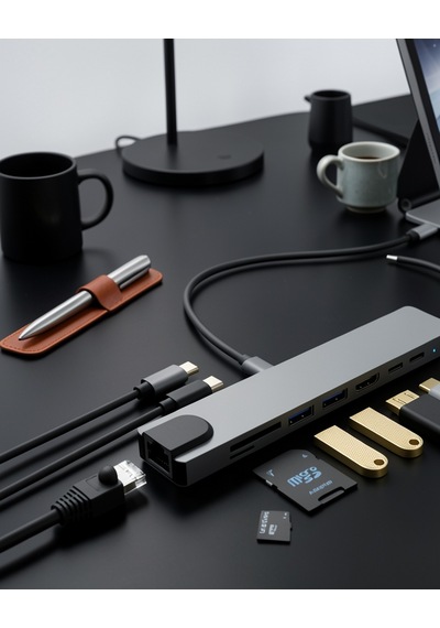 Type C Çoklu Port Hub 8 Port Uczzz Apple MacBook Uyumlu dönüştürücü