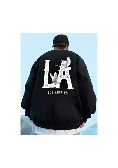 Tarzsokak Manfinity Emrg Letter Graphic Sweatshirt Siyah