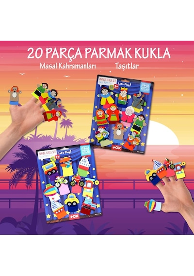 2 Set - 20 Parça Tox Masal Kahramanları Ve Taşıtlar Parmak Kukla