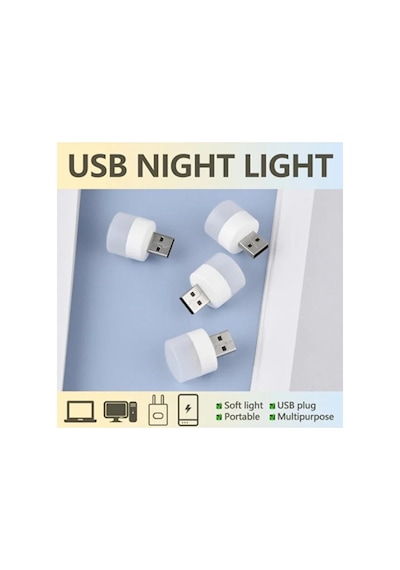 4 Adet Bebek Ve Çocuk Odaları İçin Mini Taşınabilir Usb Led Lamba Powerbank Laptop Pc Uyumlu Tak Çalıştır Mikro Gece Aydınlatma Lambası Bebek Odası Koridor Kamp Için Yuvarlak Küçük Kompakt Ampul