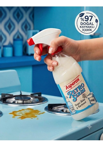 Asperox Retro Serisi Beyaz Sirke & Karbonat Çok Amaçlı Mutfak Ve Yüzey Temizleyici Sprey %97 Doğal Diğer