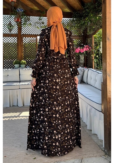 Rabia Şamlı Bihter Kahverengi Elbise Normal